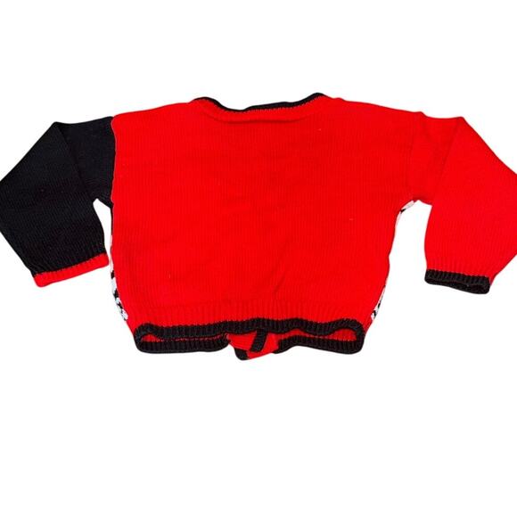 Vintage 90s Disney 101 Dalmatians Jet Set Knit Cardigan Sweater 4T Red Black - Picture 2 of 14